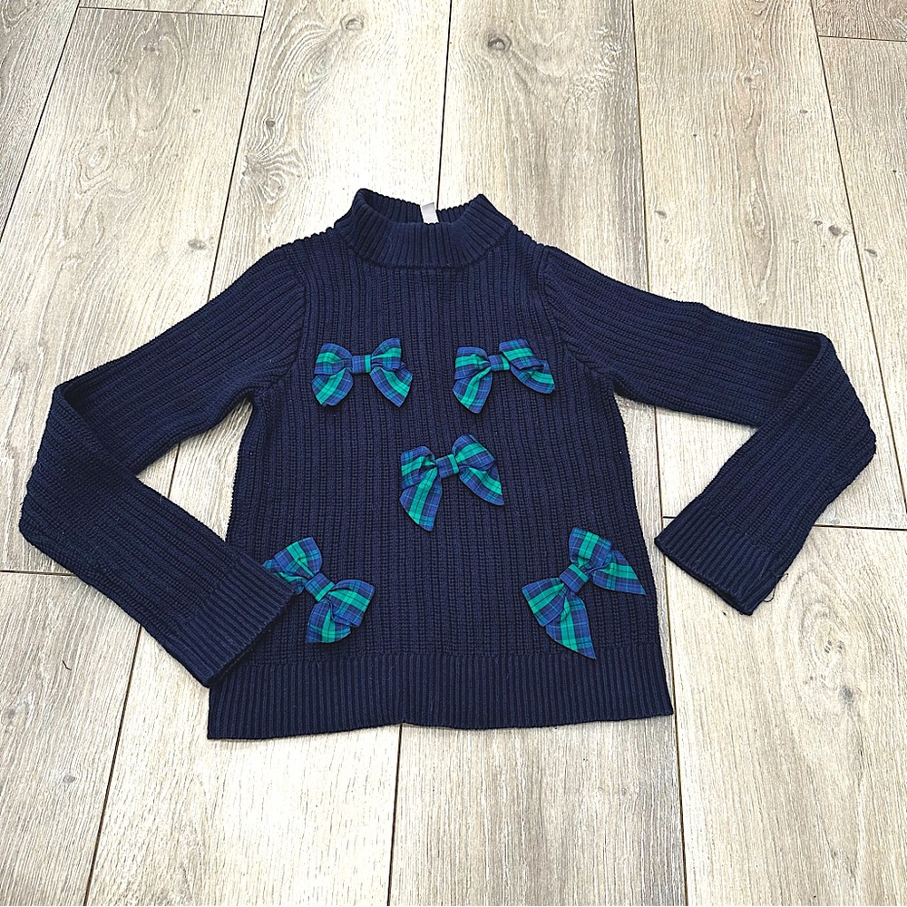Janie and Jack plaid bow sweater